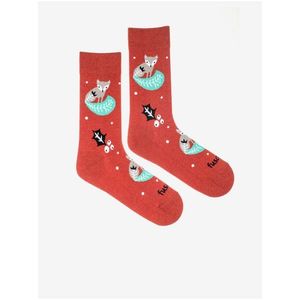 Červené dámské vzorované ponožky Fusakle Liskanie obraz