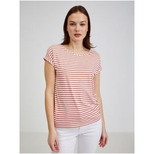 Červeno-bílé dámské pruhované tričko obraz
