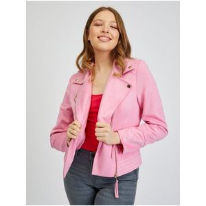 Růžová dámská koženková bunda v semišové úpravě ORSAY obraz
