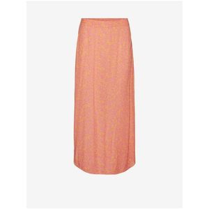 Růžovo-oranžová dámská květovaná maxi sukně Vero Moda Menny obraz
