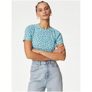 Světle modré dámské květované tričko Marks & Spencer obraz