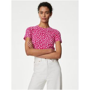 Růžové dámské květované tričko Marks & Spencer obraz