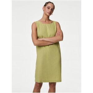Světle zelené dámské šaty s příměsí lnu Marks & Spencer obraz