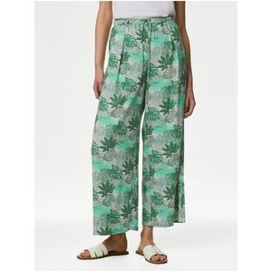Zelené dámské široké zkrácené kalhoty s potiskem Marks & Spencer obraz