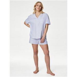 Světle modrá dámská pruhovaná pyžamová souprava Marks & Spencer obraz