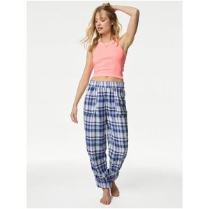 Modré dámské kárované pyžamové kalhoty Marks & Spencer obraz