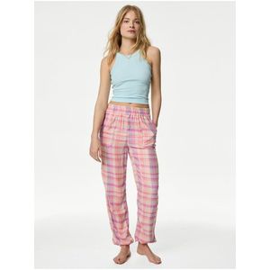 Růžové dámské kárované pyžamové kalhoty Marks & Spencer obraz