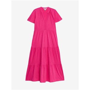 Tmavě růžové dámské žerzejové midi šaty s volány Marks & Spencer obraz
