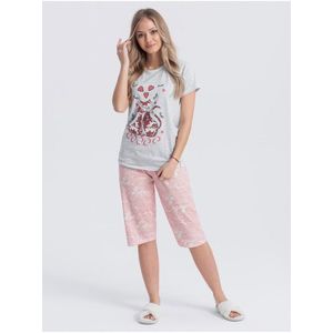 Růžovo-šedé dámské pyžamo s potiskem Edoti obraz