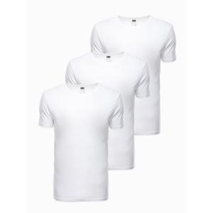 Pánské jednobarevné tričko - bílé 3ks HALL obraz