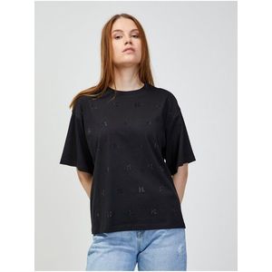 Černé dámské vzorované oversize tričko KARL LAGERFELD obraz
