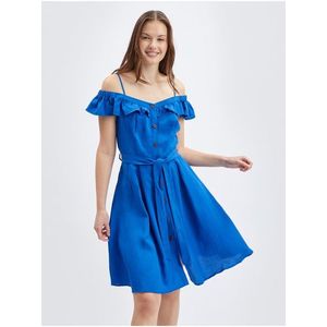 Modré dámské šaty s příměsí lnu ORSAY obraz