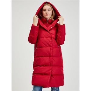 Červený dámský prošívaný kabát obraz