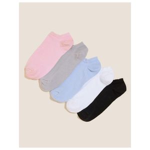 Sada pěti párů dámských ponožek v růžové, šedé, světle modré, bílé a černé barvě Marks & Spencer Trainer Liner obraz