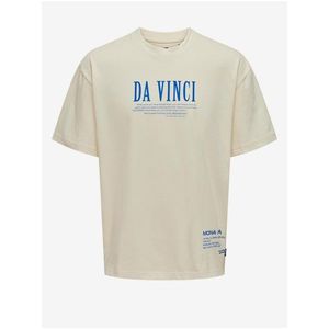 Krémové pánské oversize tričko ONLY & SONS Vinci obraz