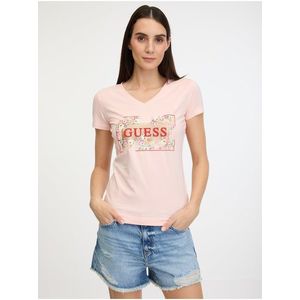 Světle růžové dámské tričko Guess obraz