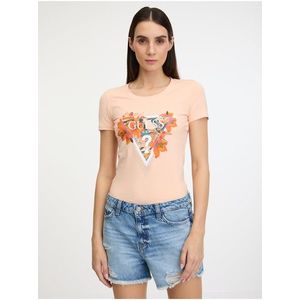 Meruňkové dámské tričko Guess Tropical Triangle obraz