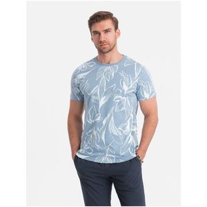 Světle modré pánské vzorované tričko Ombre Clothing obraz