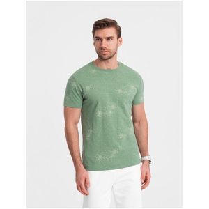 Světle zelené pánské vzorované tričko Ombre Clothing obraz