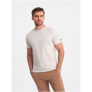 Béžové pánské vzorované tričko Ombre Clothing obraz