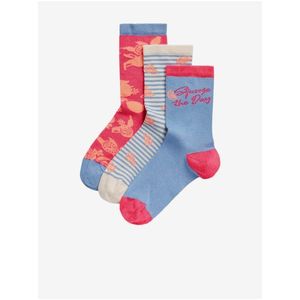 Sada tří párů dámských vzorovaných ponožek v modré a červené barvě Marks & Spencer obraz