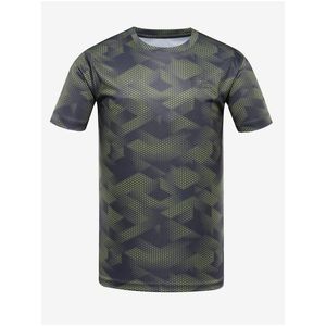 Šedo-zelené pánské vzorované sportovní tričko ALPINE PRO Quatr obraz