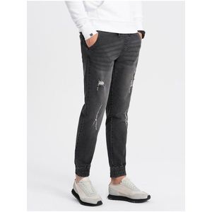 Tmavě šedé pánské džíny s potrhaným efektem Ombre Clothing obraz