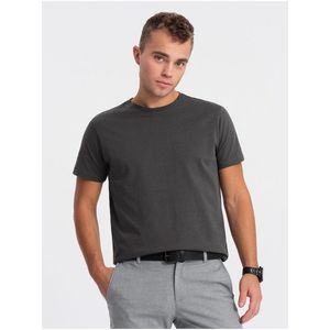 Tmavě šedé pánské basic tričko Ombre Clothing obraz