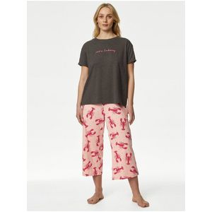Růžovo-šedé dámské vzorované pyžamo Marks & Spencer obraz