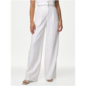 Bílé dámské kalhoty se širokými nohavicemi Marks & Spencer obraz