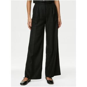 Černé dámské kalhoty se širokými nohavicemi Marks & Spencer obraz