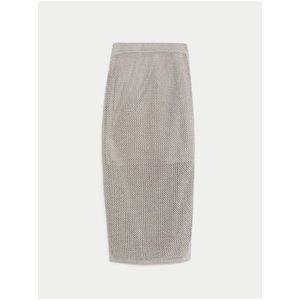 Dámská pletená midi sukně ve stříbrné barvě Marks & Spencer obraz