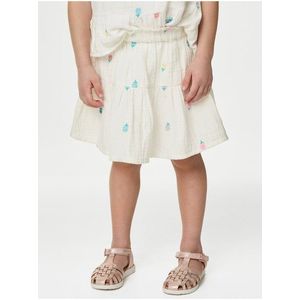 Krémová holčičí květovaná sukně Marks & Spencer obraz