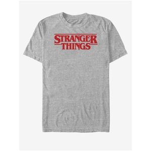 Šedé unisex tričko Netflix Stranger Red Logo obraz