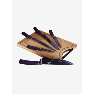 Sada pěti nožů s nepřilnavým povrchem + prkénko BERLINGERHAUS Purple Metallic Line obraz