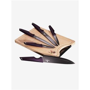 Sada nožů s nepřilnavým povrchem + prkénko BERLINGERHAUS Purple Eclipse Collection (6 ks) obraz