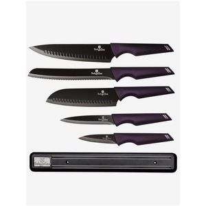 Sada pěti nožů s magnetickým držákem BERLINGERHAUS Purple Eclipse Collection obraz