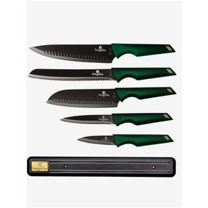 Sada pěti nožů s nepřilnavým povrchem a magnetickým držákem BERLINGERHAUS Emerald Collection obraz