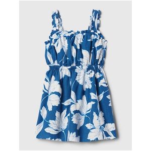 Bílo-modré holčičí květované lněné šaty GAP obraz