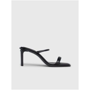 Černé dámské kožené pantofle na podpatku Calvin Klein Heel Mule obraz