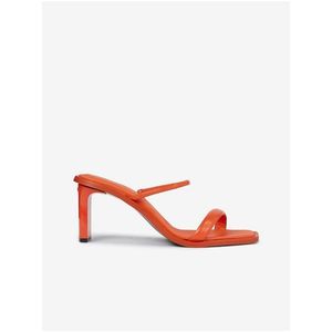 Oranžové dámské kožené sandálky na podpatku Calvin Klein Heel Mule obraz