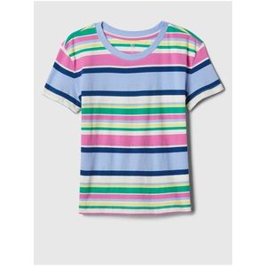 Modro-růžové holčičí pruhované tričko GAP obraz