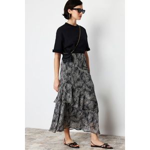 Trendyol Black Animal Pattern Lined Woven Skirt obraz