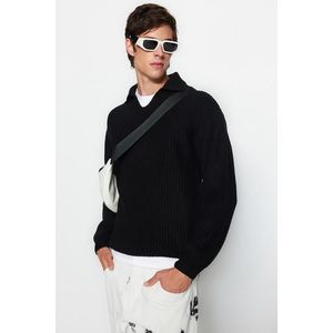 Trendyol Black Unisex Regular Fit Polo Collar Anti-Pilling Knitwear Sweater obraz