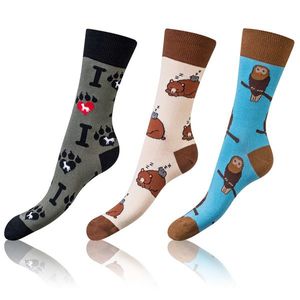 Bellinda CRAZY SOCKS 3x - Fun crazy socks 3 pairs - dark brown - red - blue obraz