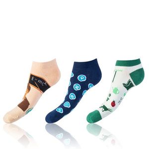 Bellinda CRAZY IN-SHOE SOCKS 3x - Modern color low crazy socks unisex - dark blue - dark green - light brown obraz
