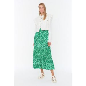 Trendyol Green Floral Pattern Knitted Skirt obraz