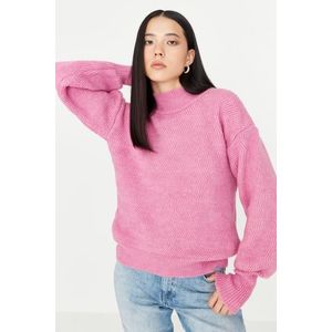 Trendyol růžový měkký texturovaný základní pletený svetr obraz