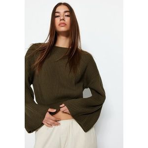 Trendyol khaki crop a španělský pletený svetr s rukávy obraz