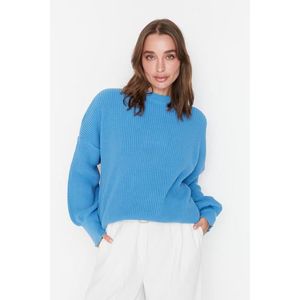 Trendyol Blue Wide Fit Crew Neck Knitwear Sweater obraz